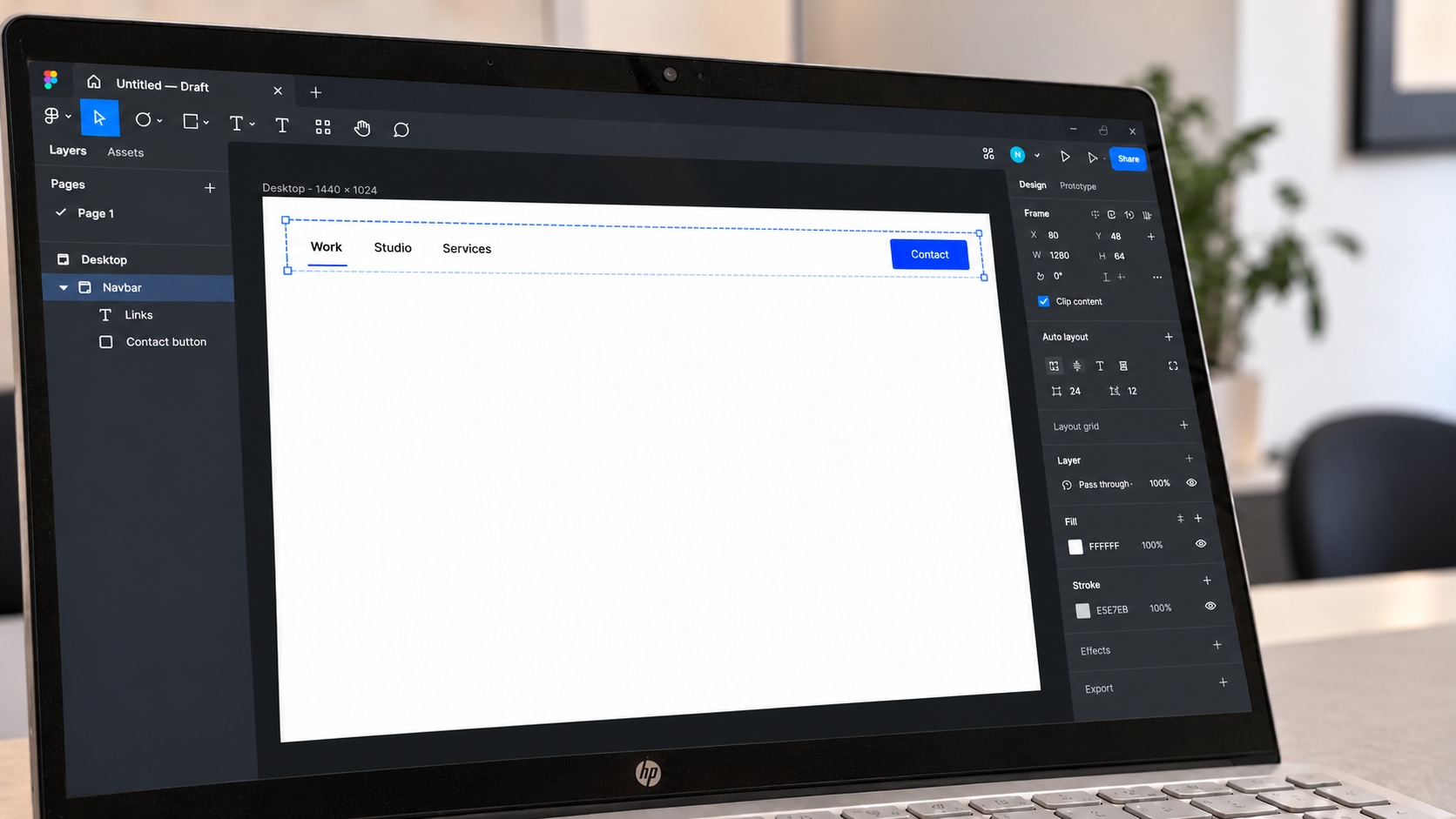 Website-Gestaltung in Figma in Arbeit