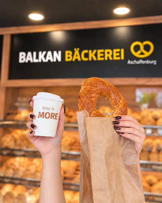 Coffee and a pretzel at Balkan Bakery