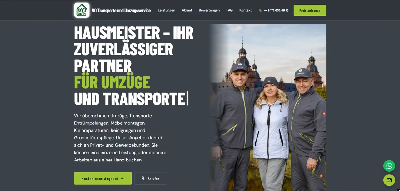 Video der Desktop-Website von VO Umzug